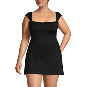 Land's End Plus Size Square Neck Wide back straps tankini top black Various size